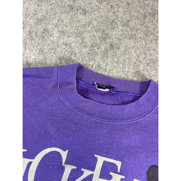 Vintage 90s Mickey Mouse Sweatshirt Mens Medium Purple Crewneck Disney Cartoon - Picture 3 of 5